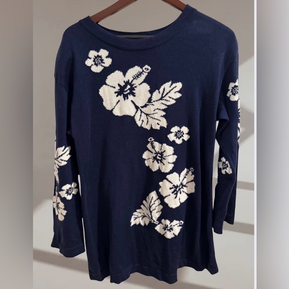 Escada Navy Blue Floral Sweatshirt